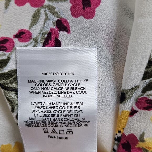 Express Shirt Women's Small White Floral Sheer Collard Top Business Casual - Picture 12 of 14